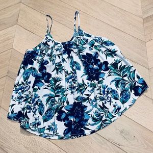 Girls Floral Pleated Tank Top